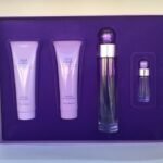 360 PURPLE BY PERRY ELLIS 4PCS. GIFT SET: 3.4 FL.OZ. EDP SPRAY 3OZ. BODY LOTION 3OZ. GEL AND .25OZ. EDP. SPRAY FOR WOMEN