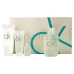 Ck One 4pcs. Gift Set: 6.7 Oz Eau De Toilette Spray 6.7 body Lotion 0.5oz edt and 3.4 Oz. Body Wash M