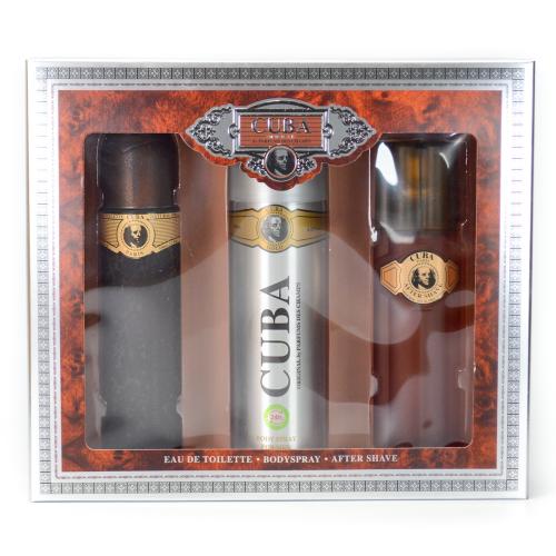 SETCUB3PM.jpg GOLD 3 PCS. GIFT SET: 3.4 FL.OZ. EDT SPRAY 3.4 FL.OZ. AFTERSHAVE AND 6.8 DEODORANT FOR MEN - Image 1