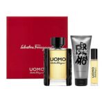 Uomo BY SALVATORE FERRAGAMO 3 PCS. SET: 3.4oz edt sp3.4oz Shampoo and Shower Gel3.4oz After Shave FOR MEN