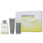REACTION 3 PCS.GIFT SET: 3.4oz EDT SPRAY 3.4oz AFTERSHAVE BALM AND 6oz body DEO FOR MEN