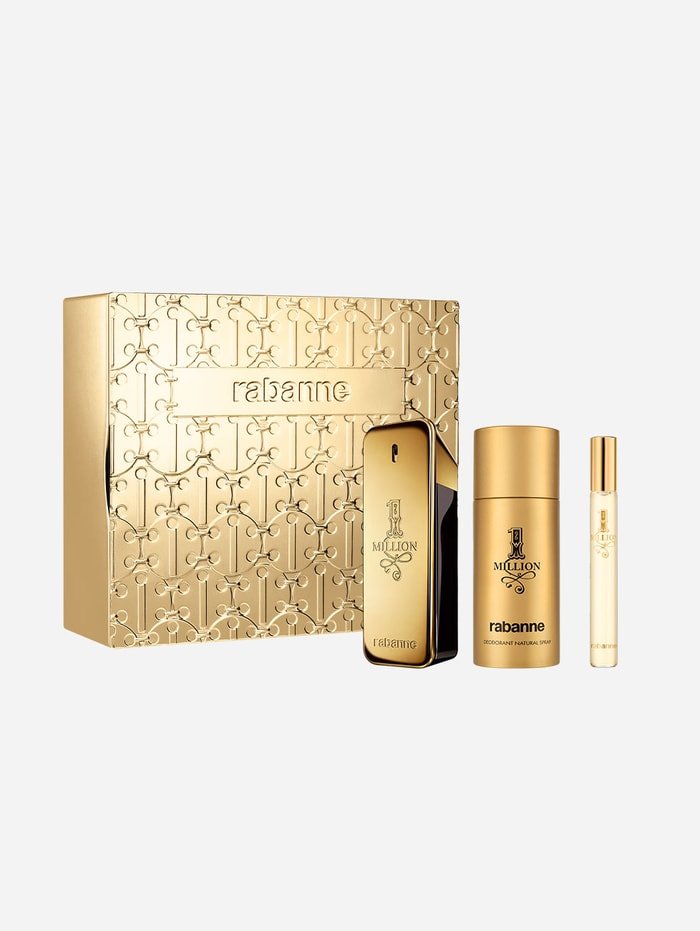 SETPRABM33m.jpg 1 Million By Paco Rabanne Gift Set 3pcs. [3.4 Fl. Oz. Eau De Toilette Spray + 10ml EDT + 5.1OZ. DEODORANT SPRAY} Men - Image 1