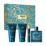 EROS 4 PCS. GIFT SET: 100ML EDP 75ML GEL 75ML BALM 10ML TRAVEL SPRAY FOR MEN