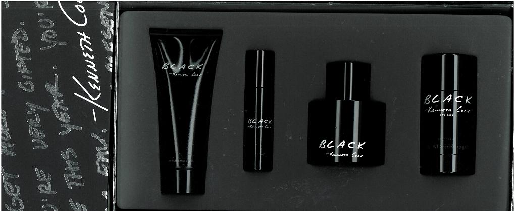 KMBT_C203 Q76 Keneth Cole Black Gift Set 4 Pieces (3.4 Fl. Oz. Eau De Toilette Spray +3.4 Asg+ 2.6 Deo+ .5oz Edt Splash ) Men - Image 1