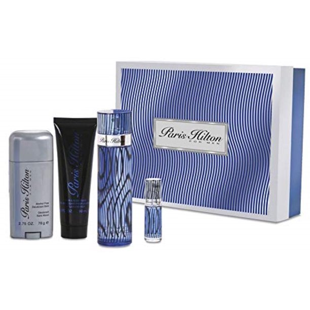 SETPHIL4PWM.jpeg PARIS HILTON 4 PCS. GIFT SET: 3.4 FL.OZ. EDT SPRAY 2.7 FL.OZ. DEODORANT STICK 3.0 FL.OZ. SHOWER GEL AND .2 FL.OZ. EDT SPRAY FOR MEN - Image 1