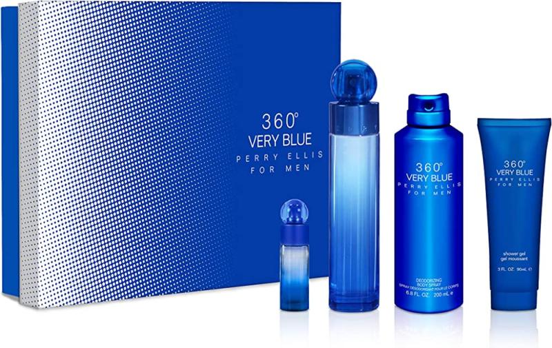 set360bv4m.jpg 360 VERY BLUE BY perry Ellis 4 PCS. GIFT SET:3.4oz EDT SP 6.8oz Body Spray 3.0oz Shower Gel 7.5ml EDT SPRAY Men - Image 1
