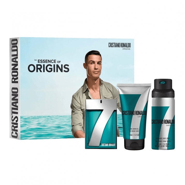 setCR3M.png CRISTIANO RONALDO CR7 ORIGINS 3PCs SET: 3.4oz edt5.1oz Body Spray5.1oz Shower Gel FOR MEN - Image 1
