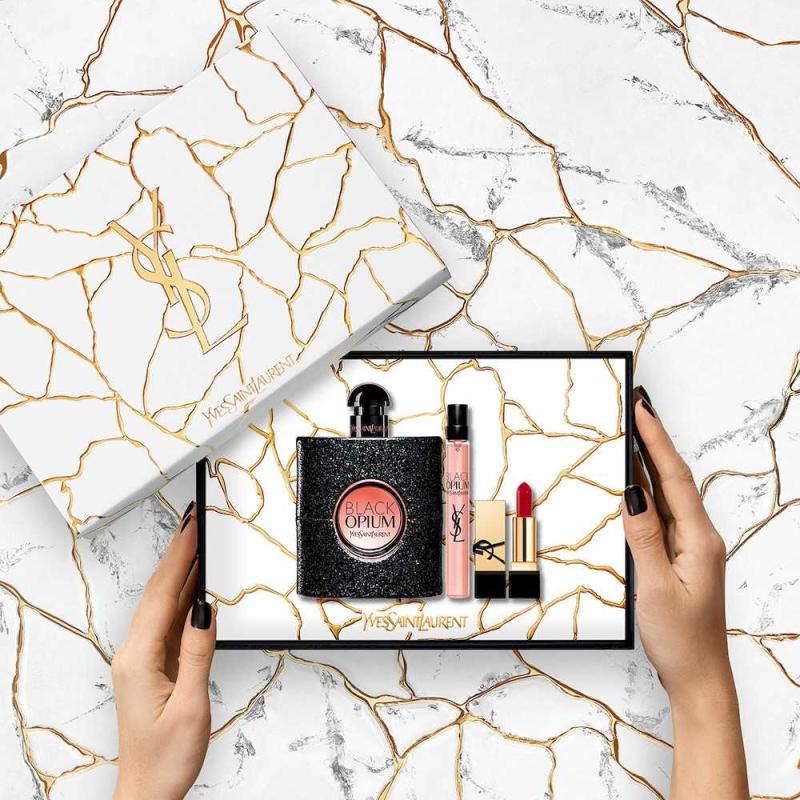 setopib4w.jpg BLACK OPIUM 3PC: 3.0oz edp sp10ml edp sp0.04oz Loveshine 44 Rouge Lipstick FOR WOMEN - Image 1