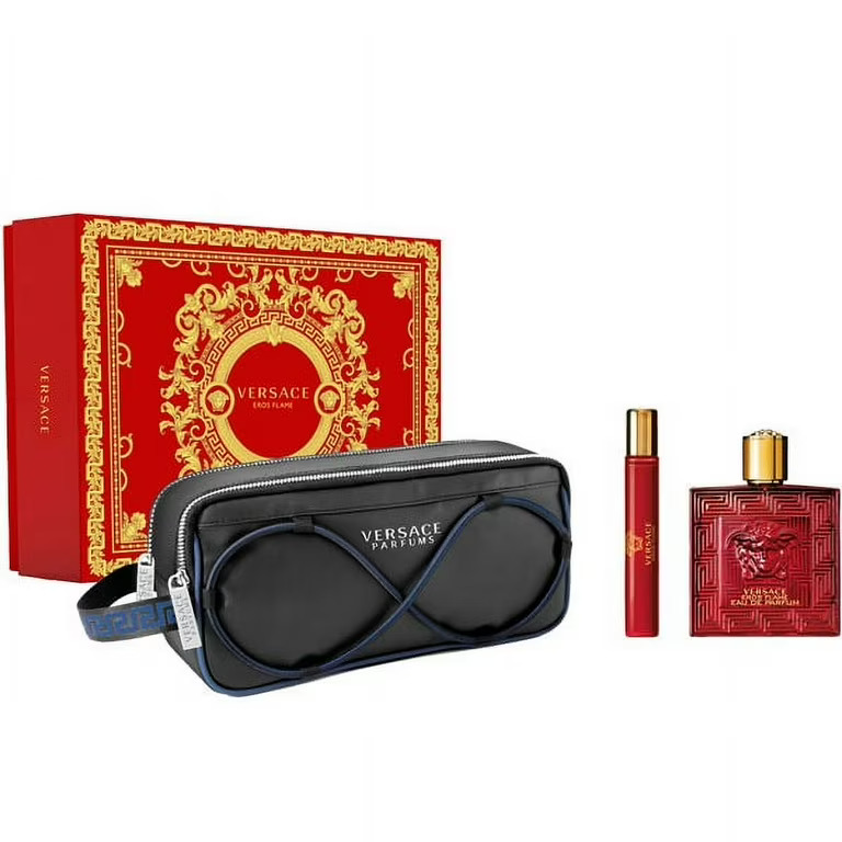 setverrf3m.jpg Versace EROS Flame BY VERSACE 3 pcs. gift set: 3.4oz EDp pouch10ml edp M - Image 1