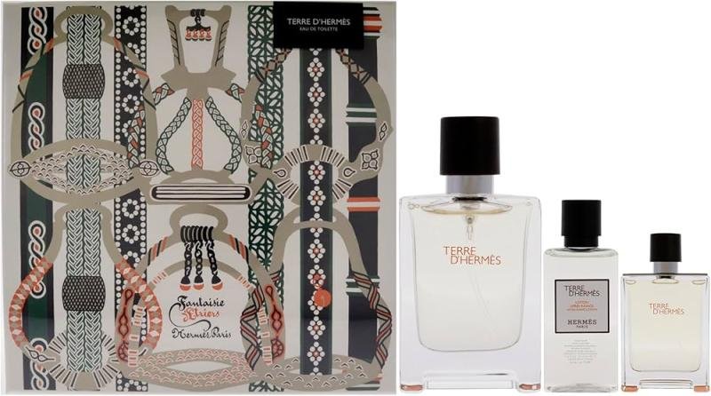 setHERT3m.jpg TERRE D(HERMES 3 PCS. GIFT SET: 3.4 EDT SPRAY + 15 ML MINI + S/G (HARD BOX FOR MEN - Image 1