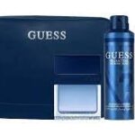 GUESS SEDUCTIVE HOMME BLUE 4PC SET: 3.4oz EDT 6.0oz deodorizing body SPRAY 3.4oz shower geL AND POUCH M