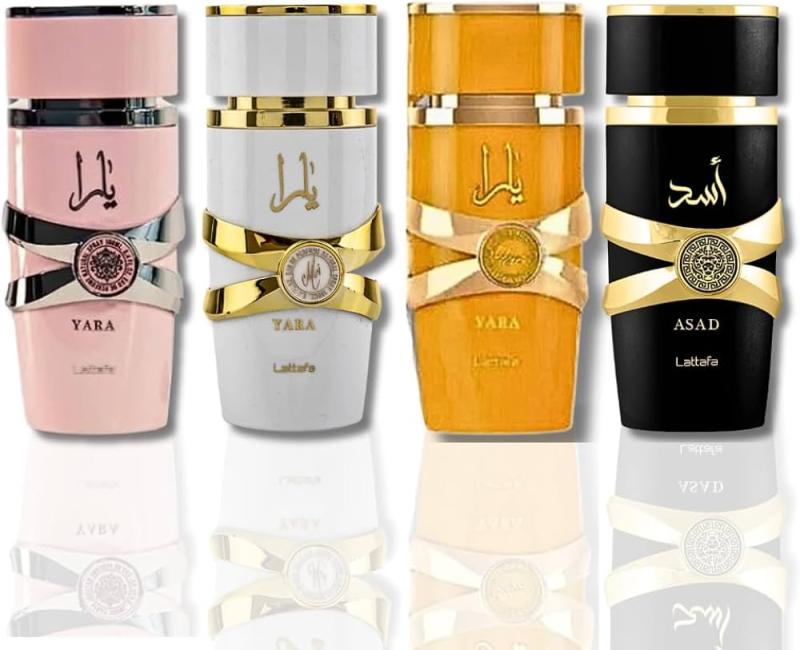 SBUN4YA1MWP Lattafa 4 Piece Gift Set (Yara for Women + Yara Moi for Women + Yara Tous for Women + Asad for Men) 3.4OZ. MEN AND WOMEN - Image 1