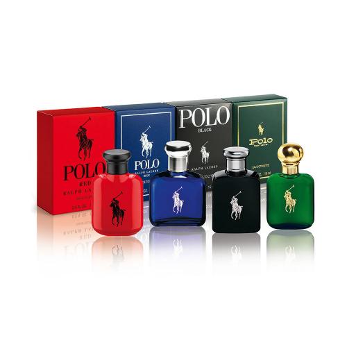 SSETRLAU4PMP RALPH LAUREN 4 PCS. GIFT SET: .5 FL.OZ. POLO RED POLO BLUE POLO BLACK AND POLO GREEN EDT FOR MEN - Image 1